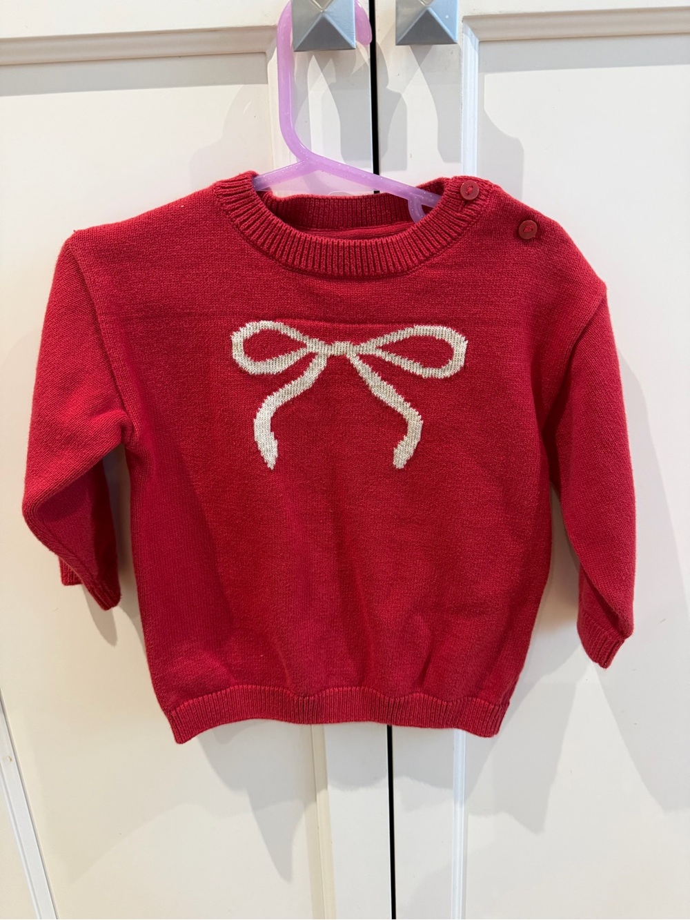 H&M 12m Children's Red Knit Sweater with Bow Accent